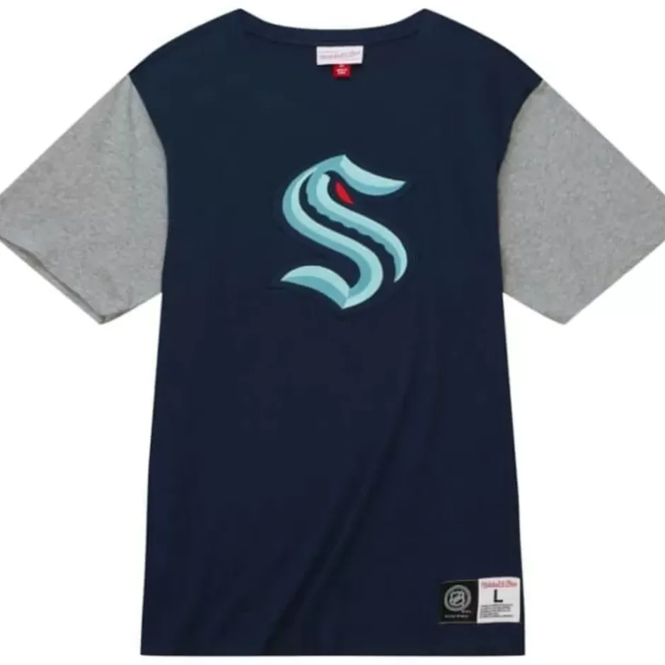 Men Mitchell & Ness T-Shirts & Tops-Color Blocked Ss Tee Seattle Kraken