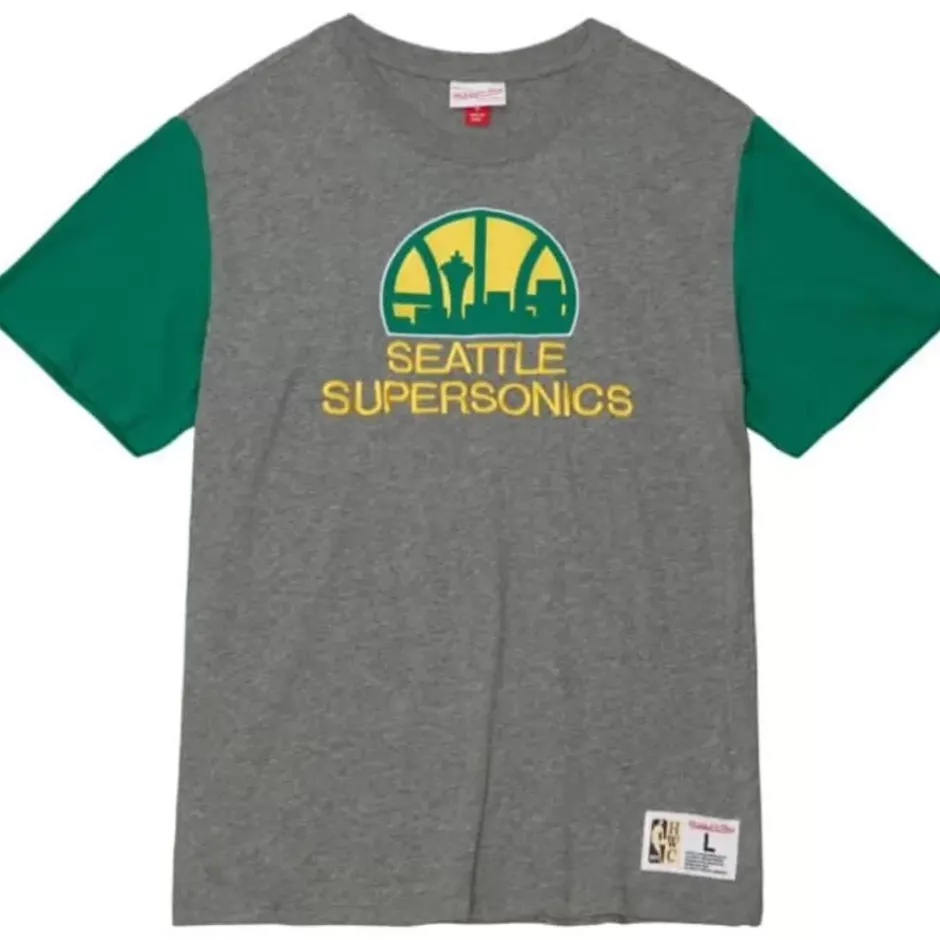 Men Mitchell & Ness T-Shirts & Tops-Color Blocked S/S Tee Seattle Supersonics