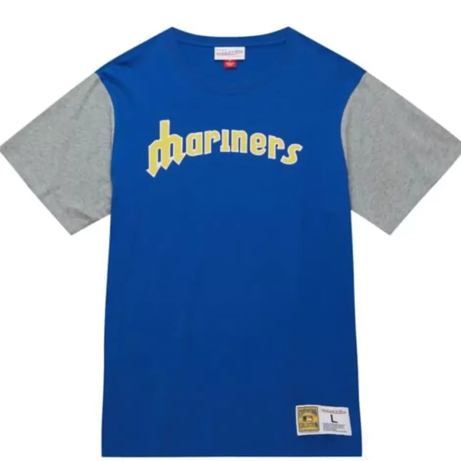 Men Mitchell & Ness T-Shirts & Tops-Color Blocked Ss Tee Seattle Mariners