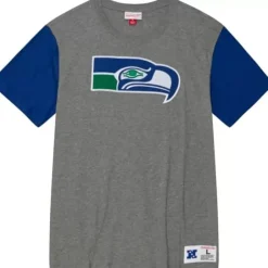 Men Mitchell & Ness T-Shirts & Tops-Color Blocked S/S Tee Seattle Seahawks