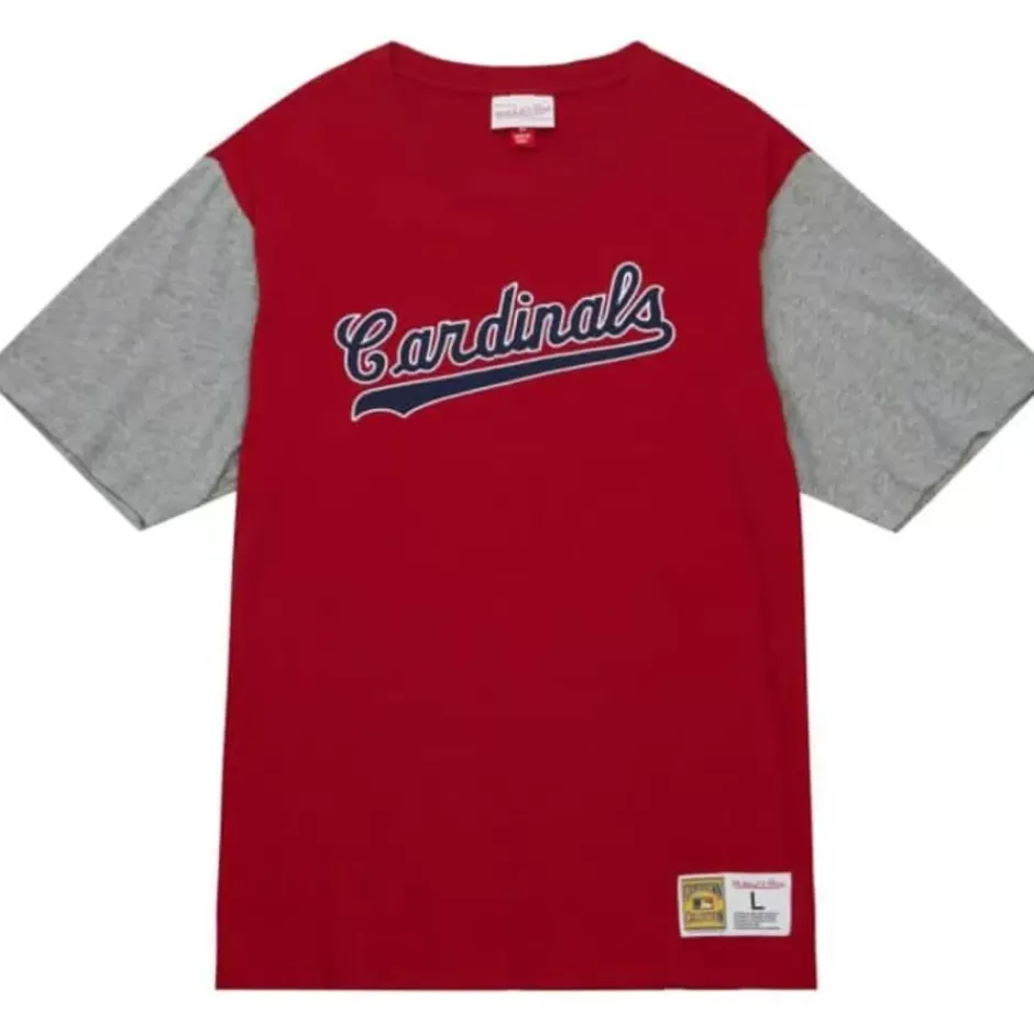 Men Mitchell & Ness T-Shirts & Tops-Color Blocked Ss Tee St. Louis Cardinals