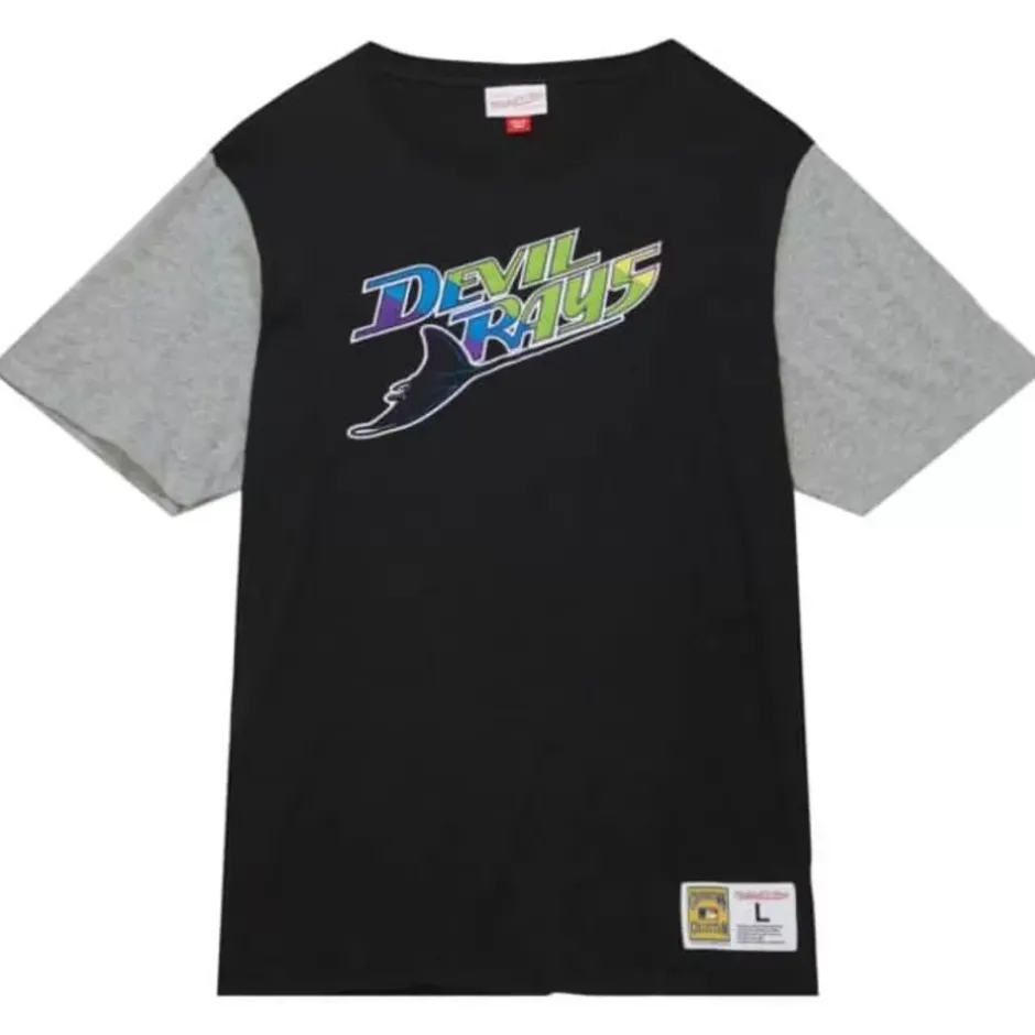 Men Mitchell & Ness T-Shirts & Tops-Color Blocked Ss Tee Tampa Bay Rays
