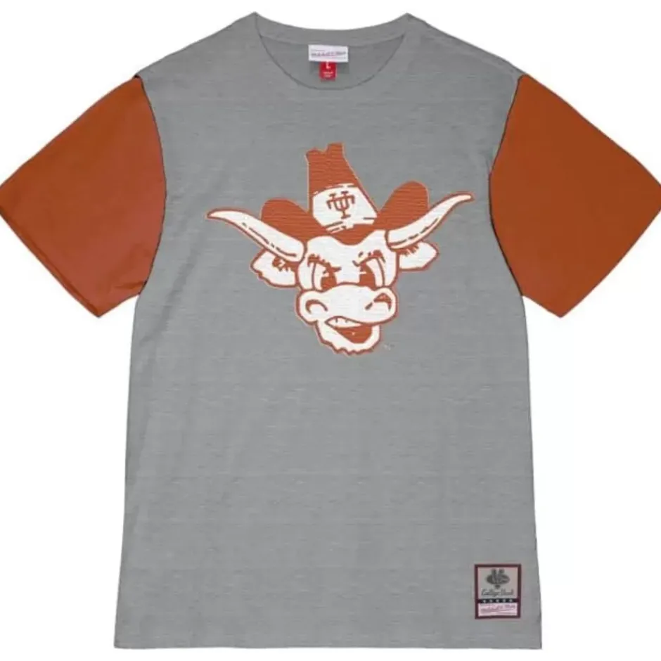 Men Mitchell & Ness T-Shirts & Tops-Color Blocked S/S Tee University Of Texas At Austin