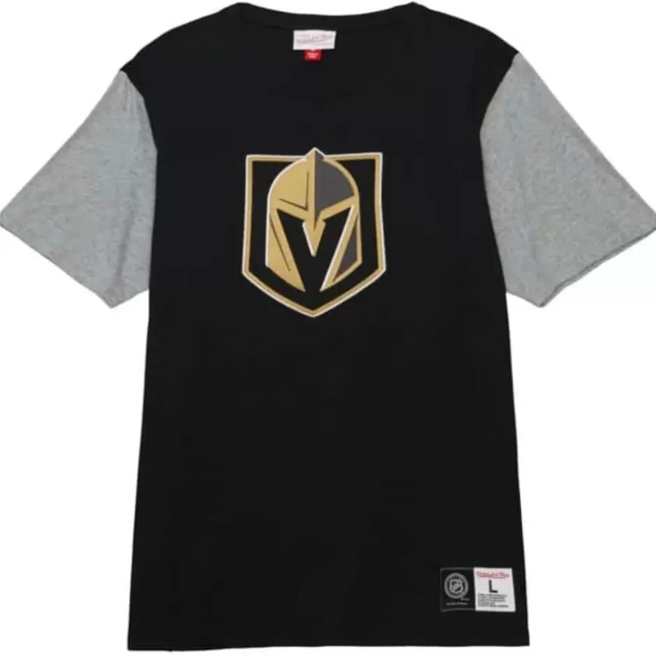 Men Mitchell & Ness T-Shirts & Tops-Color Blocked Ss Tee Vegas Golden Knights