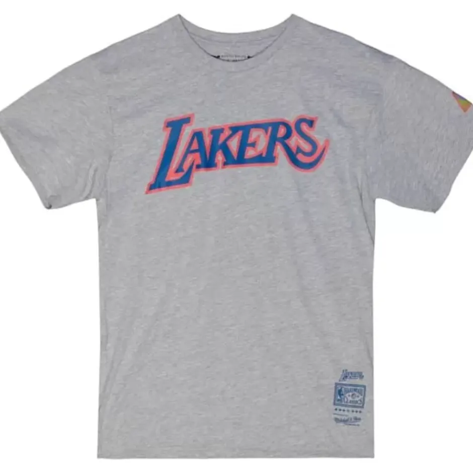 Men Mitchell & Ness T-Shirts & Tops-Color Bomb Tee Los Angeles Lakers