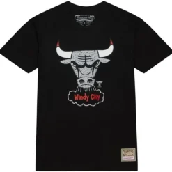 Men Mitchell & Ness T-Shirts & Tops-Cracked Cement Tee Chicago Bulls
