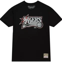 Men Mitchell & Ness T-Shirts & Tops-Cracked Cement Tee Philadelphia 76Ers