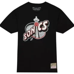Men Mitchell & Ness T-Shirts & Tops-Cracked Cement Tee Seattle Supersonics