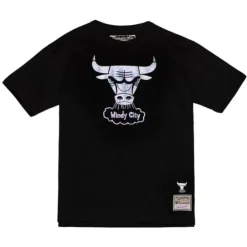 Men Mitchell & Ness T-Shirts & Tops-Cracked Ice Tee Chicago Bulls