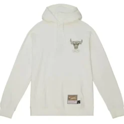 Men Mitchell & Ness Hoodies & Sweatshirts-Cream Hoodie Chicago Bulls