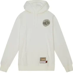 Men Mitchell & Ness Hoodies & Sweatshirts-Cream Hoodie New York Knicks