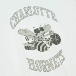 Men Mitchell & Ness T-Shirts & Tops-Cream Ss Tee Charlotte Hornets