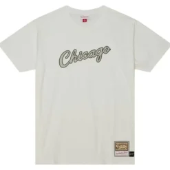 Men Mitchell & Ness T-Shirts & Tops-Cream Ss Tee Chicago Bulls