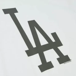 Men Mitchell & Ness T-Shirts & Tops-Cream Ss Tee Los Angeles Dodgers