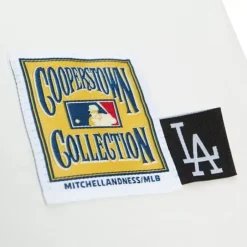 Men Mitchell & Ness T-Shirts & Tops-Cream Ss Tee Los Angeles Dodgers