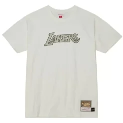 Men Mitchell & Ness T-Shirts & Tops-Cream Ss Tee Los Angeles Lakers