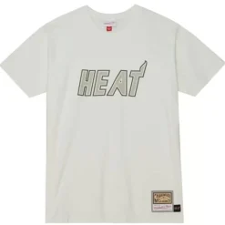 Men Mitchell & Ness T-Shirts & Tops-Cream Ss Tee Miami Heat