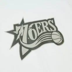 Men Mitchell & Ness T-Shirts & Tops-Cream Ss Tee Philadelphia 76Ers