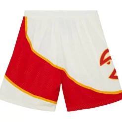 Men Mitchell & Ness Shorts-Cream Swingman Shorts Atlanta Hawks 1986