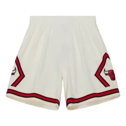Men Mitchell & Ness Shorts-Cream Swingman Shorts Chicago Bulls 1997