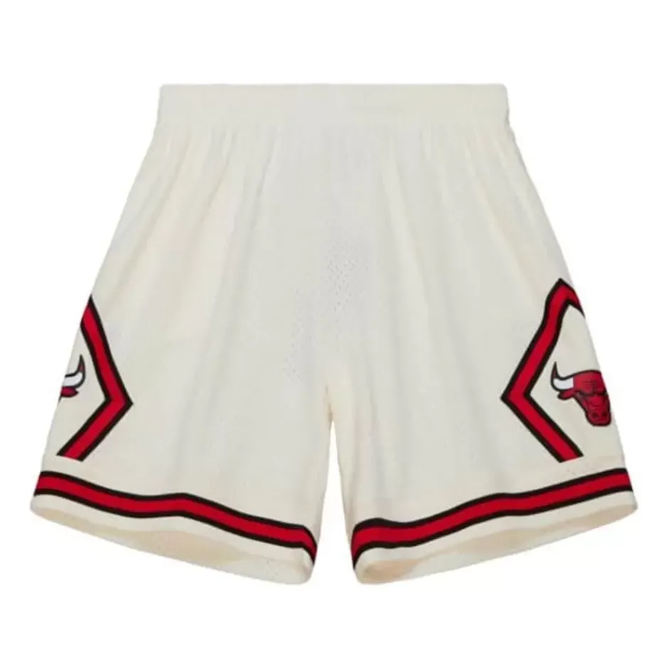 Men Mitchell & Ness Shorts-Cream Swingman Shorts Chicago Bulls 1997