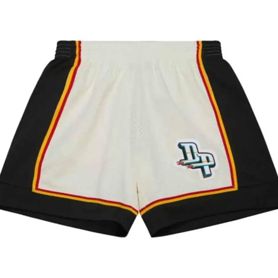Men Mitchell & Ness Shorts-Cream Swingman Shorts Detroit Pistons 1998