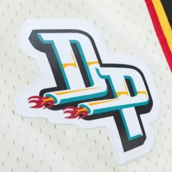 Men Mitchell & Ness Shorts-Cream Swingman Shorts Detroit Pistons 1998