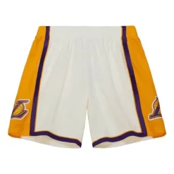 Men Mitchell & Ness Shorts-Cream Swingman Shorts Los Angeles Lakers 2009