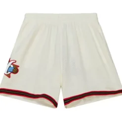 Men Mitchell & Ness Shorts-Cream Swingman Shorts Philadelphia 76Ers 2000