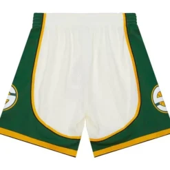 Men Mitchell & Ness Shorts-Cream Swingman Shorts Seattle Supersonics 2007