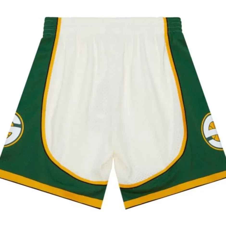 Men Mitchell & Ness Shorts-Cream Swingman Shorts Seattle Supersonics 2007