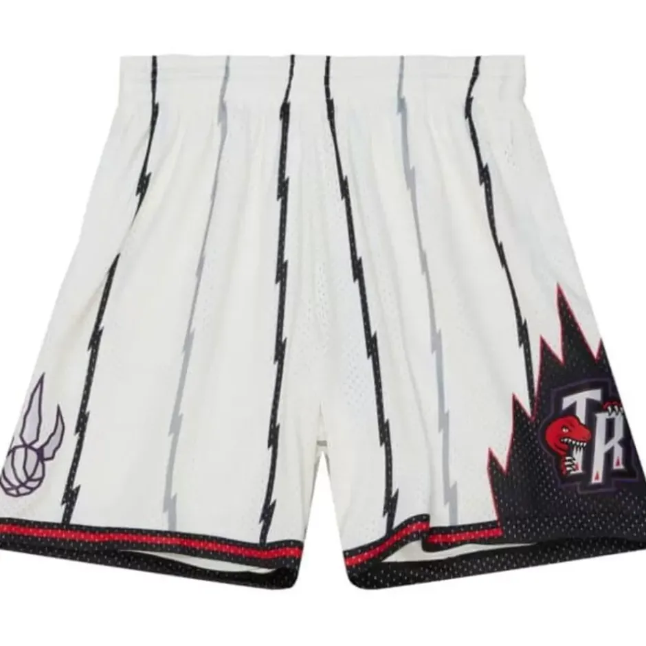 Men Mitchell & Ness Shorts-Cream Swingman Shorts Toronto Raptors 1998