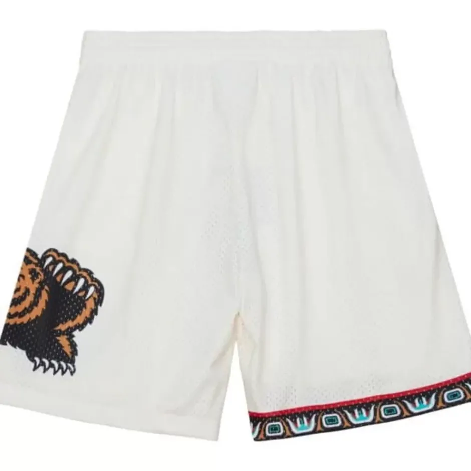 Men Mitchell & Ness Shorts-Cream Swingman Shorts Vancouver Grizzlies 1998