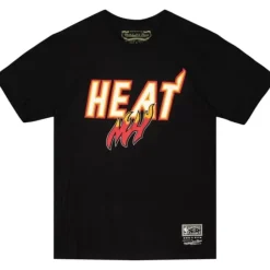 Men Mitchell & Ness T-Shirts & Tops-Cream Tee Miami Heat