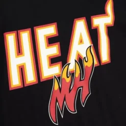 Men Mitchell & Ness T-Shirts & Tops-Cream Tee Miami Heat