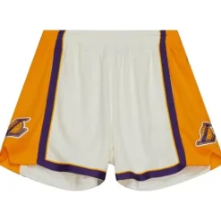Men Mitchell & Ness Shorts-Cream Unisex Jump Shot Shorts Los Angeles Lakers 2009-10