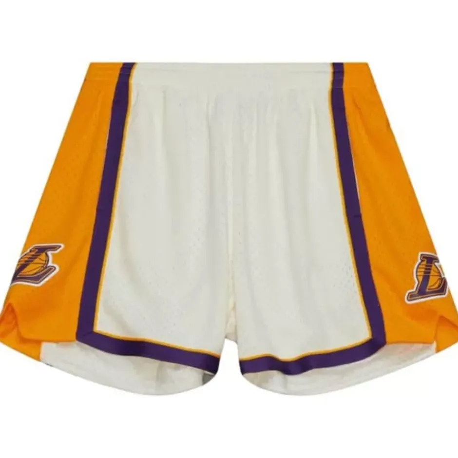 Men Mitchell & Ness Shorts-Cream Unisex Jump Shot Shorts Los Angeles Lakers 2009-10