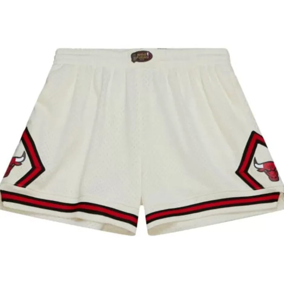 Men Mitchell & Ness Shorts-Cream Unisex Jump Shot Shorts Chicago Bulls 1997-98