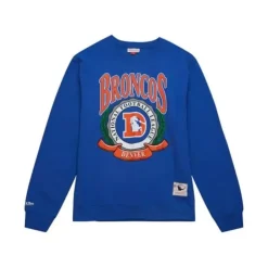 Men Mitchell & Ness Hoodies & Sweatshirts-Crest Crew Denver Broncos
