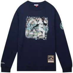 Men Mitchell & Ness Hoodies & Sweatshirts-Crew Seattle Mariners Ken Griffey Jr