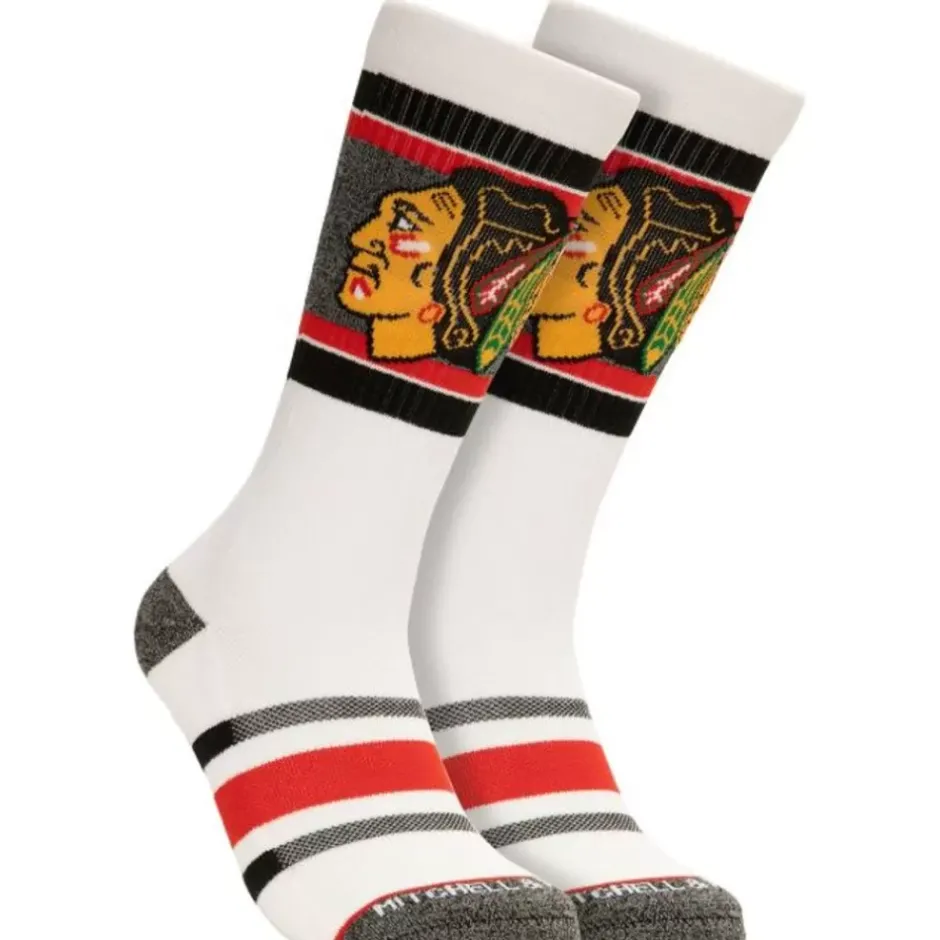 Woman Mitchell & Ness Accessories-Cross Bar Crew Socks Chicago Blackhawks