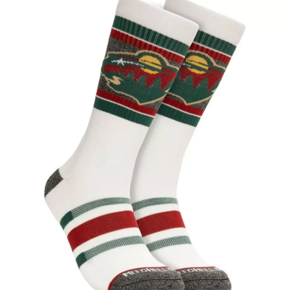 Woman Mitchell & Ness Accessories-Cross Bar Crew Socks Minnesota Wild