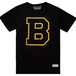 Men Mitchell & Ness T-Shirts & Tops-Distressed Basic Logo 1 Tee Boston Bruins