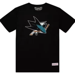 Men Mitchell & Ness T-Shirts & Tops-Distressed Basic Logo Tee San Jose Sharks