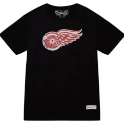 Men Mitchell & Ness T-Shirts & Tops-Distressed Basic Logo Tee Detroit Red Wings