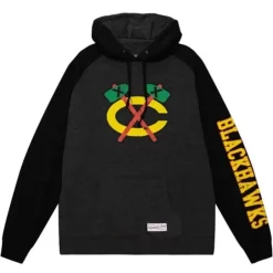 Men Mitchell & Ness Hoodies & Sweatshirts-Distressed Logo Hoody Chicago Blackhawks