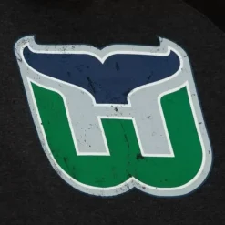 Men Mitchell & Ness Hoodies & Sweatshirts-Distressed Logo Hoody Hartford Whalers