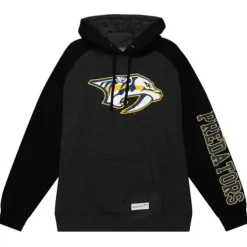 Men Mitchell & Ness Hoodies & Sweatshirts-Distressed Logo Hoody Nashville Predators