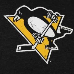 Men Mitchell & Ness Hoodies & Sweatshirts-Distressed Logo Hoody Pittsburgh Penguins