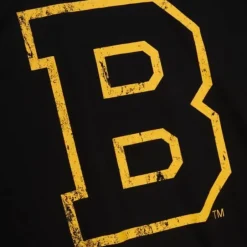Men Mitchell & Ness T-Shirts & Tops-Distressed Logo Ls Tee Boston Bruins
